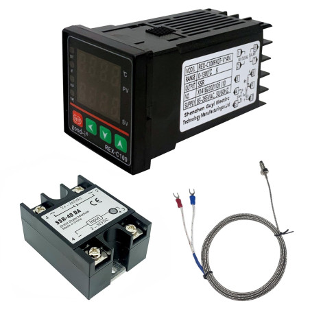 Régulateur de température numérique REX-C100, 0 ℃ ~ 1300 ℃ Alarme PID Kits Digital Smart Thermostat Relais Sortie avec Type K