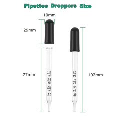 Hyber&Cara 20 x 1 ml Pipettes graduées compte-gouttes en verre pour médicaments, huiles essentielles, peinture d'art, laboratoir