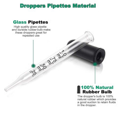 Hyber&Cara 20 x 1 ml Pipettes graduées compte-gouttes en verre pour médicaments, huiles essentielles, peinture d'art, laboratoir