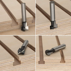 ENT 17730 Fraise à rainure en T en carbure, tige (S) 8 mm, diamètre (D1) 9,5 mm, D2 4,8 mm, NL1 5 mm, NL2 4.8 mm, Z1