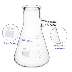 Labasics 100 ml Flacon Filtrant Mur Lourd Verre Borosilicaté Filtering Flask, Col Boulon avec Tubulation, 100 ml
