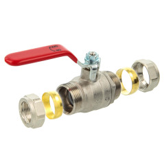 Vanne à boisseau sphérique avec raccord de compression pour tube en cuivre Ø 28 mm