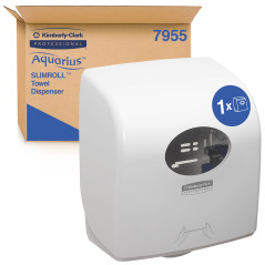 Distributeur d’essuie-mains en rouleaux Slimroll Aquarius 7955 – Blanc, Fixation murale, Compact et hygiénique, Idéal pour sanit