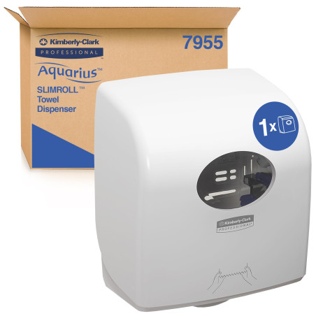 Distributeur d’essuie-mains en rouleaux Slimroll Aquarius 7955 – Blanc, Fixation murale, Compact et hygiénique, Idéal pour sanit