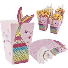 Popcorn Boîtes,Boîte à Popcorn 12PCS Sirène Popcorn Conteneurs Partie Carton Bonbon Conteneur Fête Boites Cadeaux pour Noël Part