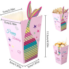 Popcorn Boîtes,Boîte à Popcorn 12PCS Sirène Popcorn Conteneurs Partie Carton Bonbon Conteneur Fête Boites Cadeaux pour Noël Part