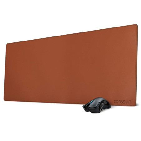 ZORESYN XL Tapis de Souris,sous-Mains en Cuir PU,imperméable Tapis de Souris Gaming(Marron, 90x40CM)