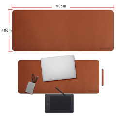 ZORESYN XL Tapis de Souris,sous-Mains en Cuir PU,imperméable Tapis de Souris Gaming(Marron, 90x40CM)