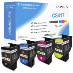 Cartouches de Toner Compatibles 4 Couleurs CS317 CX317 CS417 CX417 CS517 CX517 Capacité Standard 3000 Pages BK, 2300 Pages CMY p