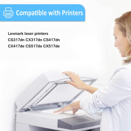 Cartouches de Toner Compatibles 4 Couleurs CS317 CX317 CS417 CX417 CS517 CX517 Capacité Standard 3000 Pages BK, 2300 Pages CMY p