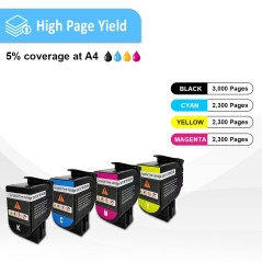 Cartouches de Toner Compatibles 4 Couleurs CS317 CX317 CS417 CX417 CS517 CX517 Capacité Standard 3000 Pages BK, 2300 Pages CMY p