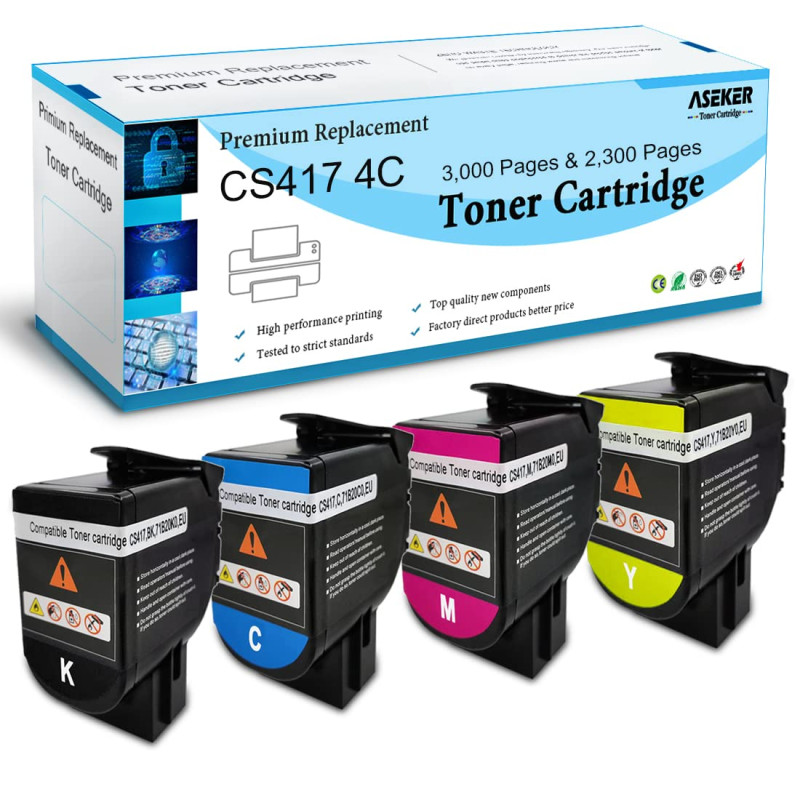 ASEKER Compatible Cartouche de Toner pour Lexmark CS317dn CX317dn CS417dn CX417de CS517de CX517de Imprimante, Rendements élevés ASEKER Compatible Cartouche de Toner pour Lexmark CS317dn CX317dn CS417dn CX417de CS517de CX517de Imprimante, Rendements élevés