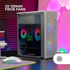Mars Gaming MC-Core, Boîtier Gaming Ultrapcompact MicroATX, Design Frontal Metal-Mesh, 2X Ventilateurs FRGB 120mm, Fenêtre Latér