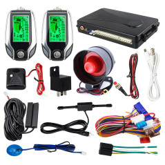 EASYGUARD Système d'alarme de voiture 2 voies EC204 avec entrée passive sans clé PKE, écran LCD rechargeable et avertissement de