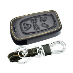 Happyit Cas de Couverture de Clé de Voiture en Cuir Porte-clés pour Land Rover LR4 LR2 Découverte Range Rover Sport Evoque 5 Bou