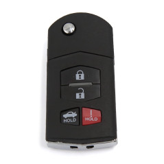sourcingmap Étui de clé à distance Coque clé 4 Boutons Lame Flip Télécommande Boîte Rechange pour Mazda 3 5 RX-8 CX-7 CX-9