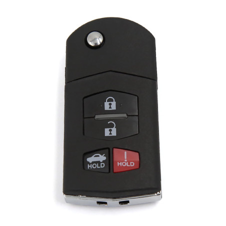 sourcingmap Étui de clé à distance Coque clé 4 Boutons Lame Flip Télécommande Boîte Rechange pour Mazda 3 5 RX-8 CX-7 CX-9