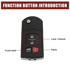 sourcingmap Étui de clé à distance Coque clé 4 Boutons Lame Flip Télécommande Boîte Rechange pour Mazda 3 5 RX-8 CX-7 CX-9