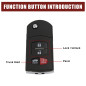 sourcingmap Étui de clé à distance Coque clé 4 Boutons Lame Flip Télécommande Boîte Rechange pour Mazda 3 5 RX-8 CX-7 CX-9