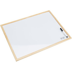 Bi-Office Budget - Tableau Blanc Magnétique, 60 x 45 cm, avec 1 Marqueur et 2 Aimants, Tableau à Mémo avec Cadre en Bois et Surf