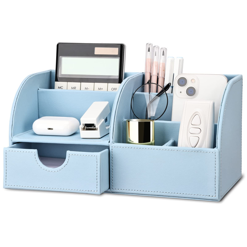 KINGFOM™ 7 Compartiments en PU Cuir Multi-fonctionnels Organisateur de Bureau KINGFOM™ 7 Compartiments en PU Cuir Multi-fonctionnels Organisateur de Bureau