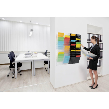DURABLE - Porte-documents mural FLEXIBOXX 12 - Format A4 portrait - Pour la présentation de documents - Transparent - 1 kit - 17