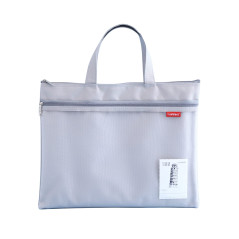 Lefancy Sac de transport A4 pour documents - En nylon - Avec double fermeture éclair - Pour étudiant et bureau - Gris