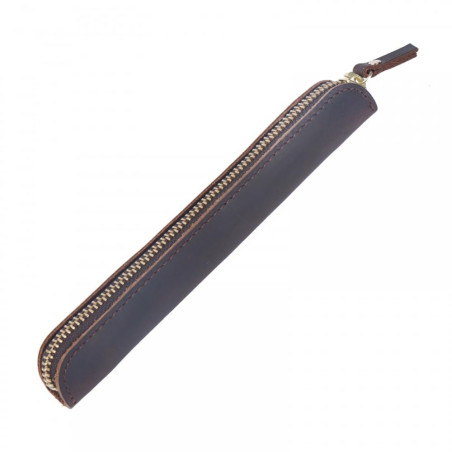 MiOYOOW Étui à Stylo en Cuir, Étui de Protection pour Stylo Rétro avec Fermeture Éclair pour Stylos Plume Crayons
