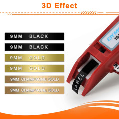 6x Labelwell 9mm x 3m Compatible Ruban de Marquage 3D Remplacement pour Dynmo Étiquette de Gaufrage en Plastique pour Dynmo S071