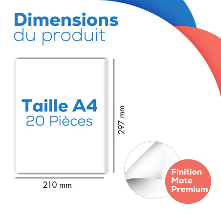 NOVASEE 20 x A4 Papier Autocollant Imprimante Mat, 297mm x 210mm – A4 Feuilles Adhesives