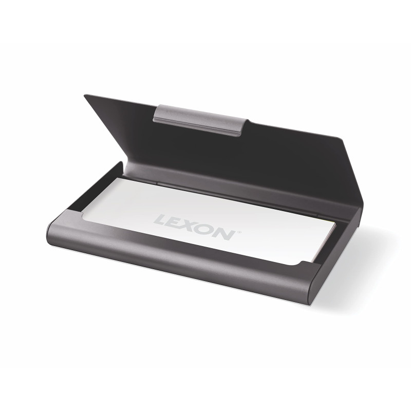 Lexon Unisex's Box Aluminium Business Card Case – Grey
