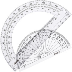 EBOOT Règle d'angle 180 degrés, 25,4 cm, en plastique transparent, moulée par injection