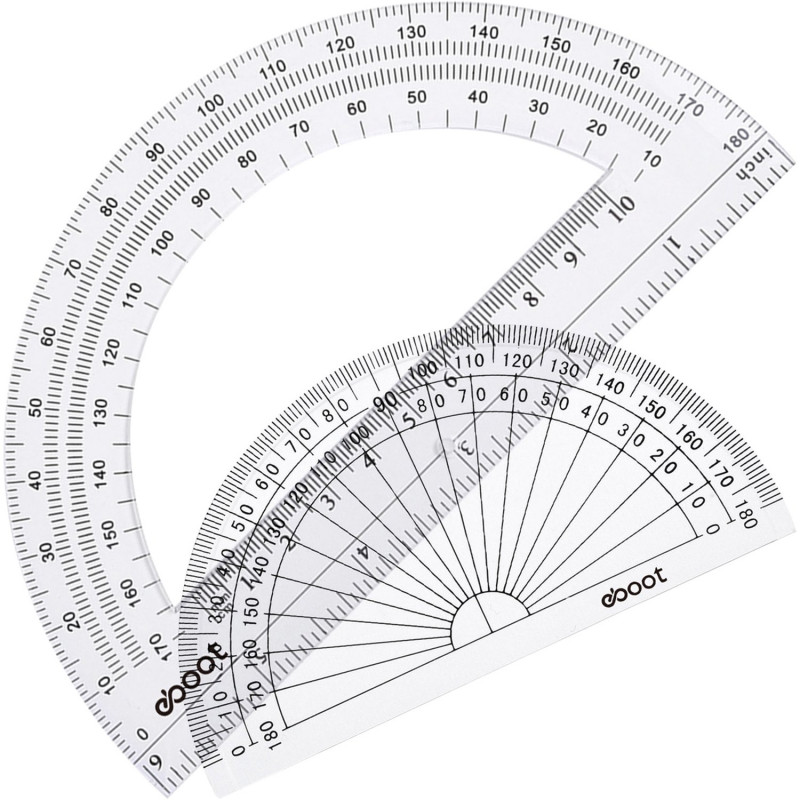 EBOOT Règle d'angle 180 degrés, 25,4 cm, en plastique transparent, moulée par injection EBOOT Règle d'angle 180 degrés, 25,4 cm, en plastique transparent, moulée par injection