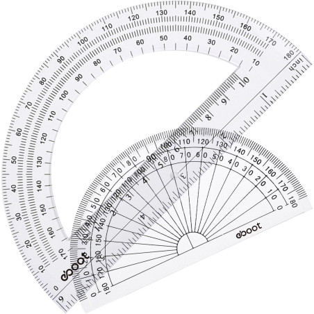 EBOOT Règle d'angle 180 degrés, 25,4 cm, en plastique transparent, moulée par injection