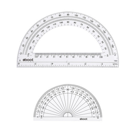 EBOOT Règle d'angle 180 degrés, 25,4 cm, en plastique transparent, moulée par injection