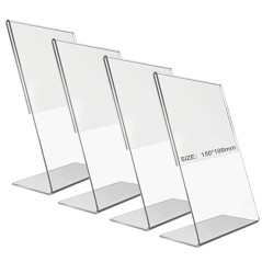 Rebanky 4 Pièces Presentoir A6 en Plastique Transparent Présentoirs de Table Incliné Support Plexiglass A6 Porte Affiche Plexi p