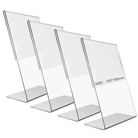 Rebanky 4 Pièces Presentoir A6 en Plastique Transparent Présentoirs de Table Incliné Support Plexiglass A6 Porte Affiche Plexi p