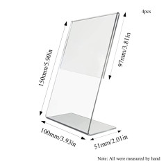 Rebanky 4 Pièces Presentoir A6 en Plastique Transparent Présentoirs de Table Incliné Support Plexiglass A6 Porte Affiche Plexi p