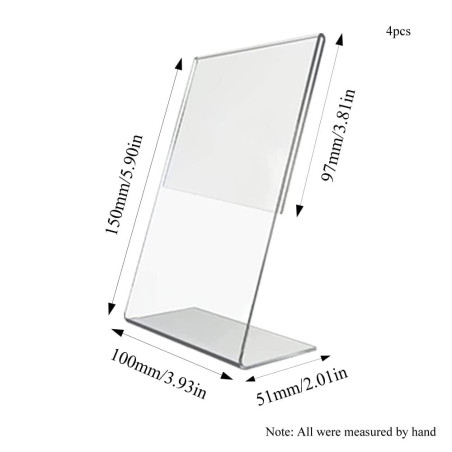 Rebanky 4 Pièces Presentoir A6 en Plastique Transparent Présentoirs de Table Incliné Support Plexiglass A6 Porte Affiche Plexi p