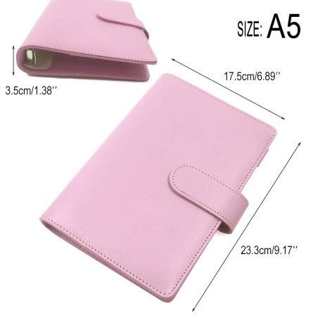 Classeurs à Anneaux a5, Portfolio a5 En Pu Cuir, Porte Documents Multifonctionnel, Classeurs à Feuilles a5 (Rose)