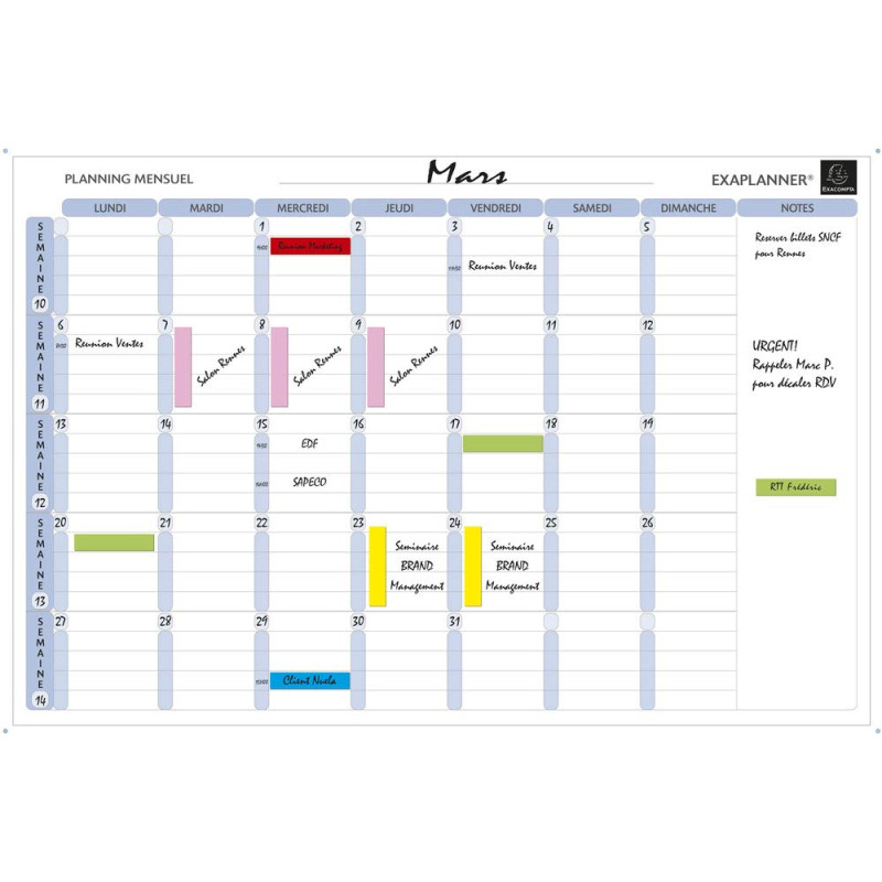 EXACOMPTA Planning mensuel magnétique 90x59cm vendu en kit avec de nombreux accessoires EXACOMPTA Planning mensuel magnétique 90x59cm vendu en kit avec de nombreux accessoires