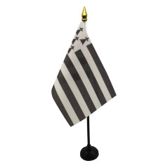 AZ FLAG - Mini Drapeau Bretagne De Table - 15x10 cm - Drapeau Breton De Bureau 100% Polyester Avec Hampe Pointe Dorée 25cm