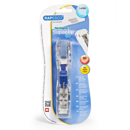 Rapesco 1300A Supaclip 60, Distributeur avec 100 Pinces de Recharge en Acier Inoxydable