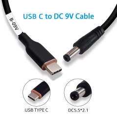 DSD TECH MagicConn SH-CP09B Câble d'alimentation USB Type C PD vers DC(55x21)-9V