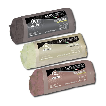 Lux Metal 3 Pate a polir abrasive 350g A-K-Z Super Ultra Moyen Gros Kit de Polissage Metal Acier Inox Fer Alu Aluminium laiton f