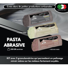 Lux Metal 3 Pate a polir abrasive 350g A-K-Z Super Ultra Moyen Gros Kit de Polissage Metal Acier Inox Fer Alu Aluminium laiton f