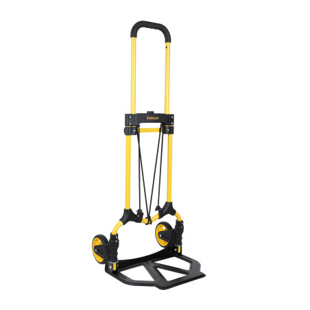 Chariot de manutention Acier, Pliable, Base 39X29cm, capacité 70kg. Dimensions Ouvert : 40x41x102cm, plié : 39x6x73 cm. Roues 12