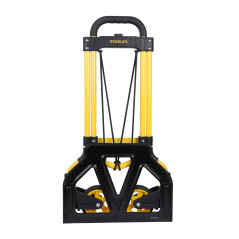 Chariot de manutention Acier, Pliable, Base 39X29cm, capacité 70kg. Dimensions Ouvert : 40x41x102cm, plié : 39x6x73 cm. Roues 12