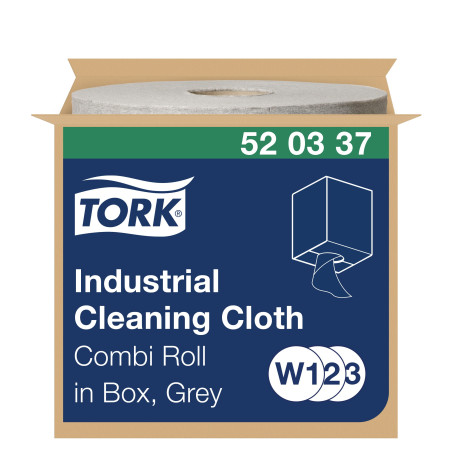 Tork 520337 Chiffon de nettoyage industriel Premium, compatible avec les systèmes W1 et W2 / un pli - 148,2m x 32cm - 1 bobine -