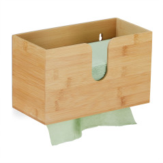 Relaxdays Distributeur de Serviettes en Papier, Bambou, Taille H2, essuie-Main Mural, HxLxP 16 x 27 x 13 cm, Nature